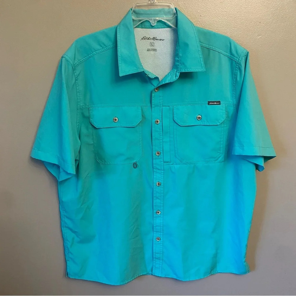 EDDIE BAUER Men's button down Shirt Large moisture-wicking fabric